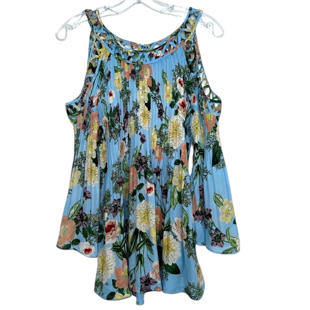 Spense Women’s Flouncy Floral Cold Shoulder Blouse